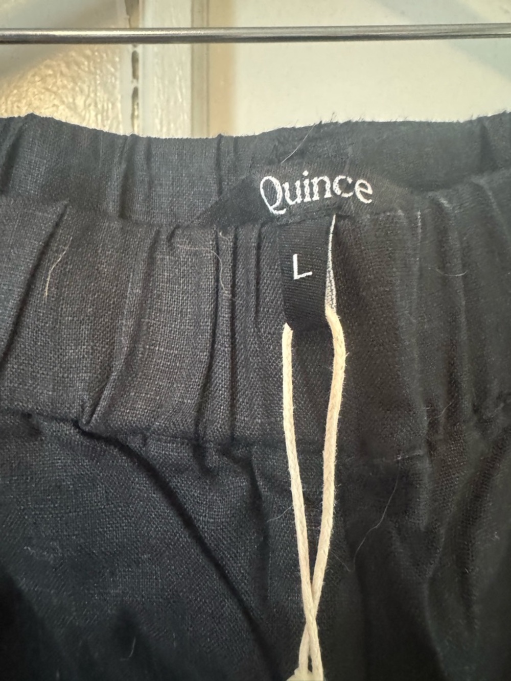 Women’s Black Elastic-Waist Casual Pants-Linen - Picture 2 of 2